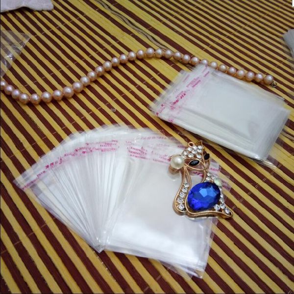 

8cmx10cm opp transparent jewelry package bag self adhesive seal plastic bags clear cellophane bag gift package, Pink;blue