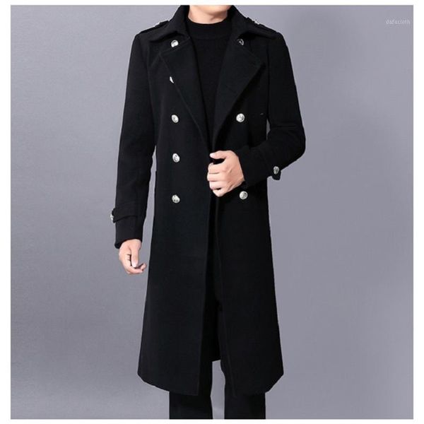 

2020 new men winter warm trench woolen cloth coat mens double breasted slim casual jackets solid business outwear1, Tan;black