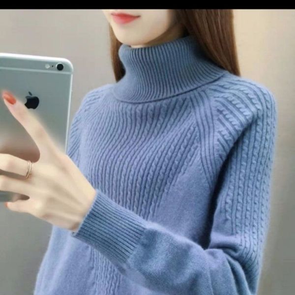 

new korean fashion slouchy sweaters women's new loose bottoms autumn winter solid turtleneck pullover knitted sweater 201023, White;black