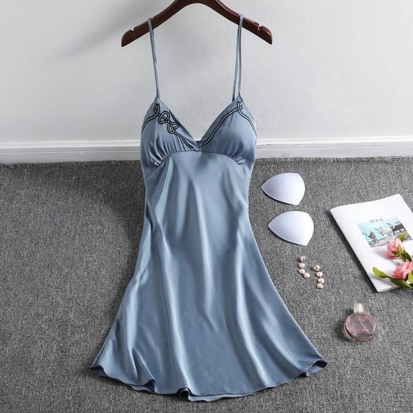 

spaghetti strap nightgown women nightdress sleepwear satin bathrobe silky home clothes 2020 new kimono gown nightwear1, Black;red