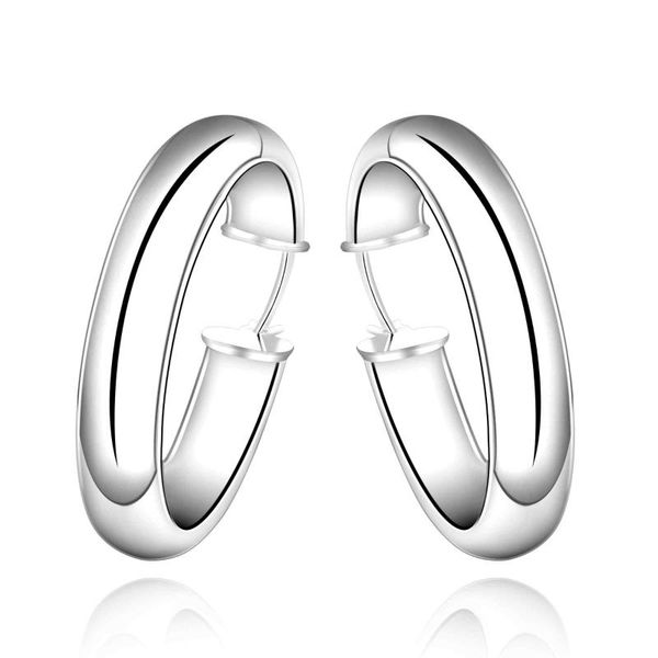 

stud kiteal beautiful fashion silver plated women 34mm smooth round circle classic ear hoops earrings for lady, Golden;silver