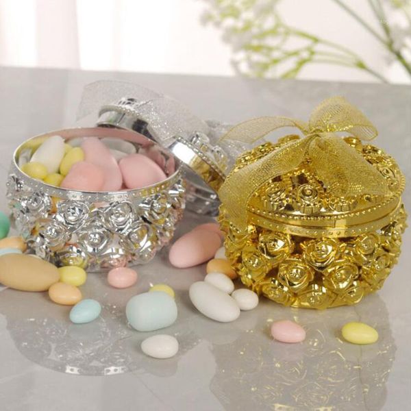 

gift wrap 2021 arabic style wedding birthday rose pattern hollow round incense burner creative box plastic gold silver candy box1