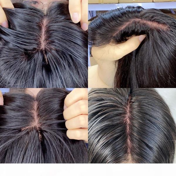 

silk base real human scalp natural look 4x4 lace front closure wig 180% density peruvian hair, Black;brown