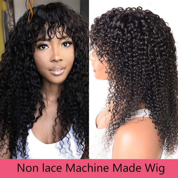 

kinky curly short bob wigs human hair with bangs 10-28inches long afro kinky curly human hair wig, Black;brown