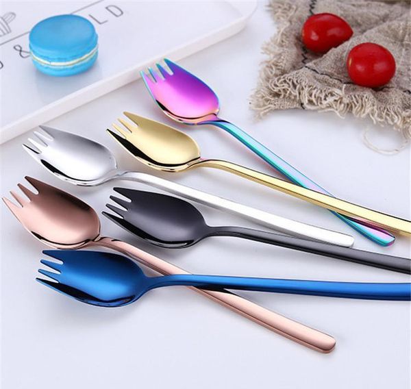 

multifuntional spork 2 in 1 silverware fork spoon colored stainless steel 304 gold bbyick bdesports