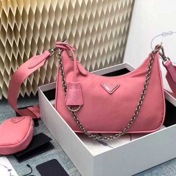 

2020 women fashion purses handbags nylon crossbody reedition multi pochette bags small pink chains pra hobo high end fashion bag
