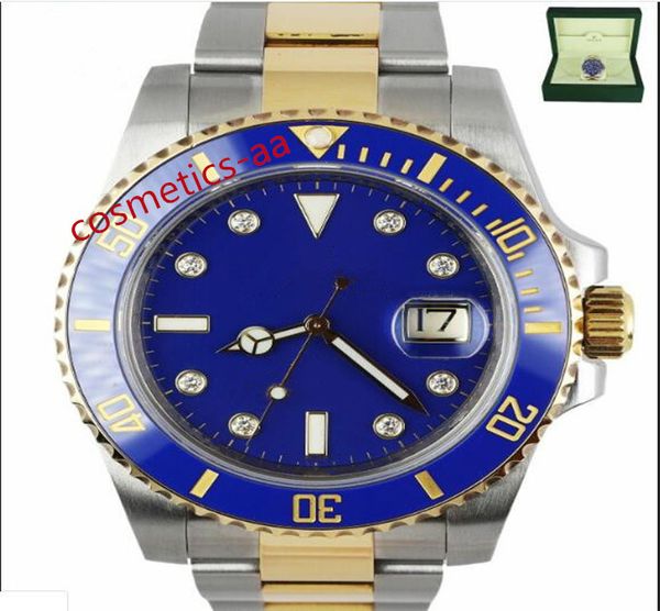 

bnf with box mens watches mint 116613 40mm blue dial luminous diamond mechanical watch ceramic bezel two-tone 18k gold stainless steel brace, Slivery;brown