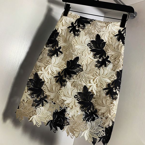 

retro women wrap skirt new summer high waistline embroidered flowers mini office wear mesh pencil skirts 1014, Black