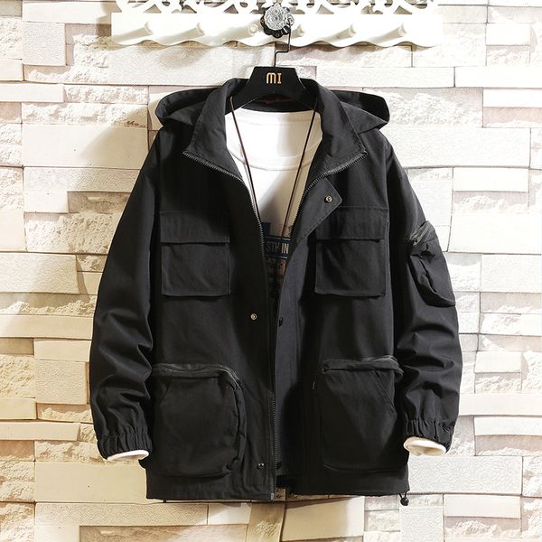 

2021 new janpan style print spring autumn sport outdoor black white jacket men's streetwear clothes plus asian size m-5xl bzpp, Black;brown