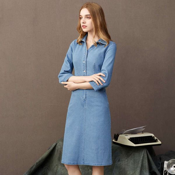 

fashion style 2019 single breasted new dress and slim medium length denim skirt coat, Black;gray