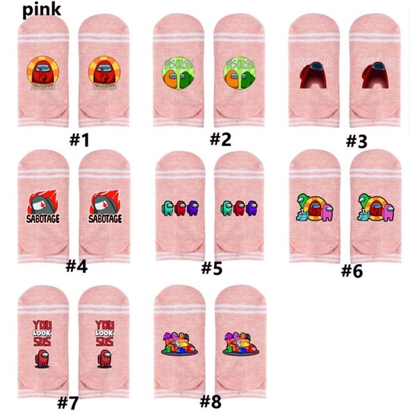 

game among us ankle socks striped designer socks cartoon anime boat ship sock sports basketball socks hosiery for men women g11202, Pink;yellow