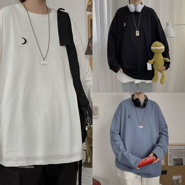 

eugnr long sleeve men's t-shirt summer 2020 new loose lazy style korean sweatert-shirt thin sweater fashion sweaterautumn ydp2l, Black