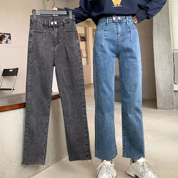 

rectal jeans, women's high waist, fashion jeans, cotton, long to ankle, wide leg, jeans, 2021, Blue