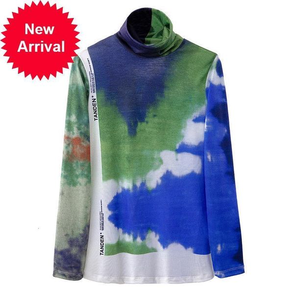 

female 2021 new fashion tie dye printed letter women's t-shirts long casual sleeve t chic woman street color matching tshirt 8cb9, White