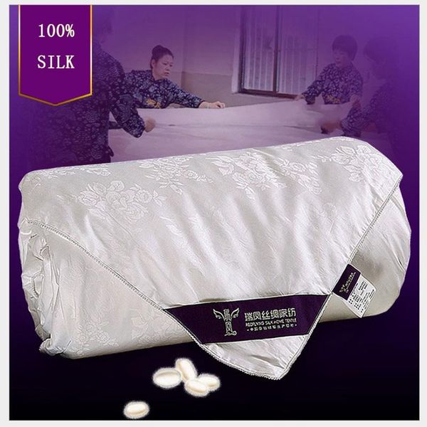 

highest grade 100% natural/mulberry luxury silk quilt/blanket/comforter cotton fabric duvet for 4 seasons double queen king