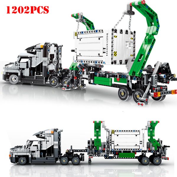 

1202pcs kid's blocks big truck vehicles car building blocks toy city engineering tech container block compatible technic brick 1008