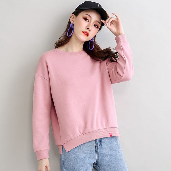 

new women casual long sleeve pullover sweatshirt winter warm hoodies sweatshirts 201105, Black