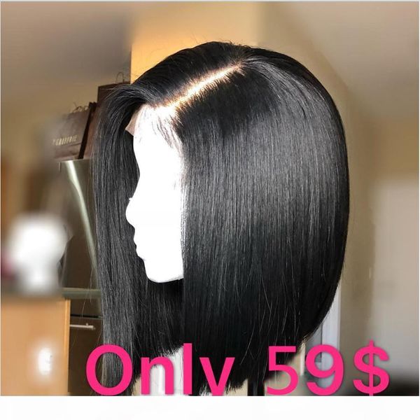 

short human hair bob wigs for women remy brazilian lace front human hair wigs plucked with baby hair, Black;brown