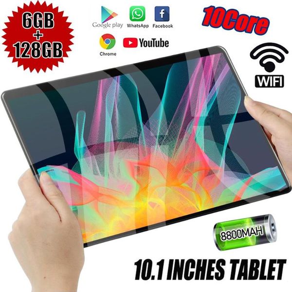 

tablet pc 10.1 inch 6g+128gb android 9.0 tablets octa core google play 4g lte phone call gps wifi bluetooth tempered glass