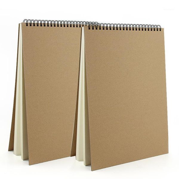 

notepads veesun a4 sketchbook 2pcs drawing painting graffiti memo pad blank paper spiral notebook kraft cover sketch stationery school1, Purple;pink
