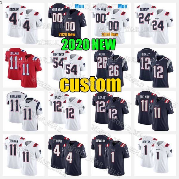 

new england patriots custom mens 11 julian edelman cam newton jarrett stidham michel chase winovich bruschi randy moss jersey 02, Black;red