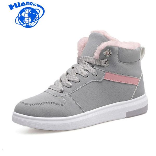

boots huanqiu 2021 winter snow female students flat-bottomed sports plus velvet thick short tube warm cotton zll187, Black