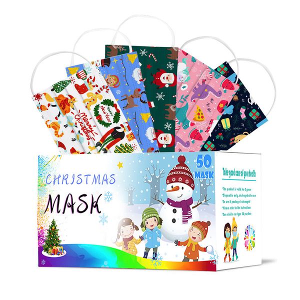 

new masks halloween disposable 50pcs for kids christmas 3 layers non-woven fabric face mask mouth cover mascarillas desechables