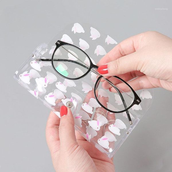 Federmäppchen 1 Stück Kawaii transparenter Kunststoff Brillenschutzetui Metallknopf Sonnenbrille Box Obst Tier Bürobedarf1