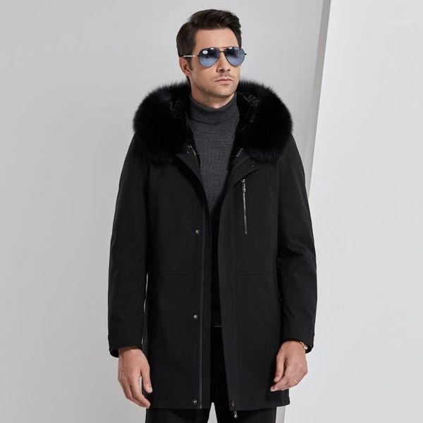 

men brand winter fur collar long thick parkas jacket coat men hooded pockets outwear waterproof jacket parka1, Black;brown