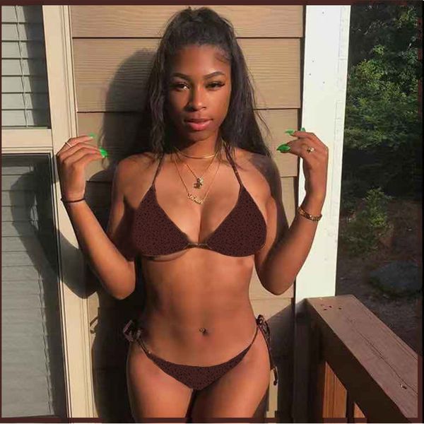 

women lettle bikini woman triangle thong bandeau swimsuit lady fashion print beachwear creative push up summer biquni swimwear new, White;black