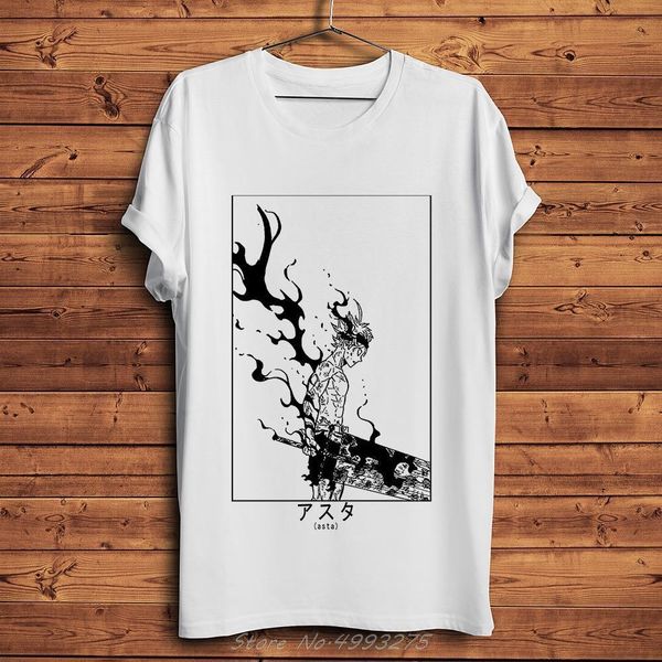 

japan manga asta black clover funny anime tshirt men summer new white short sleeve casual o-neck t shirt streetwear tee, White;black
