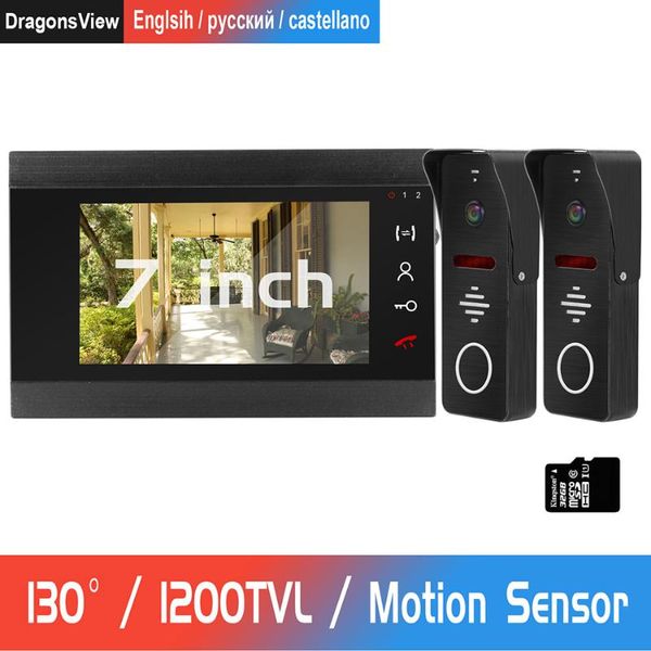

7inch wired video door phone 130° wide angle 1200tvl doorbell camera support motion detection for home video intercom system kit