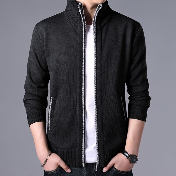 

sweaters spring male fashion cardigan homme mens clothes thick slim fit keep warm men solid smart casual sweaters moownuc 201204, White;black