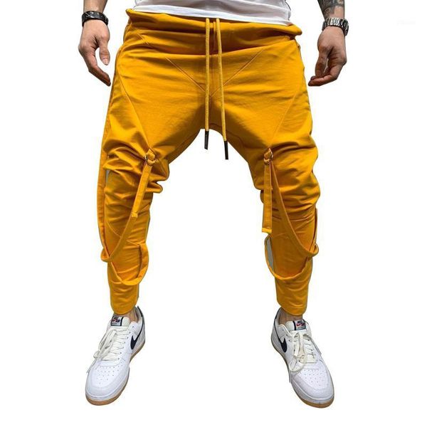 

hip-hop joggers pants men new casual suspender ribbon sports pants streetwear casual men's gym trousers1, Black