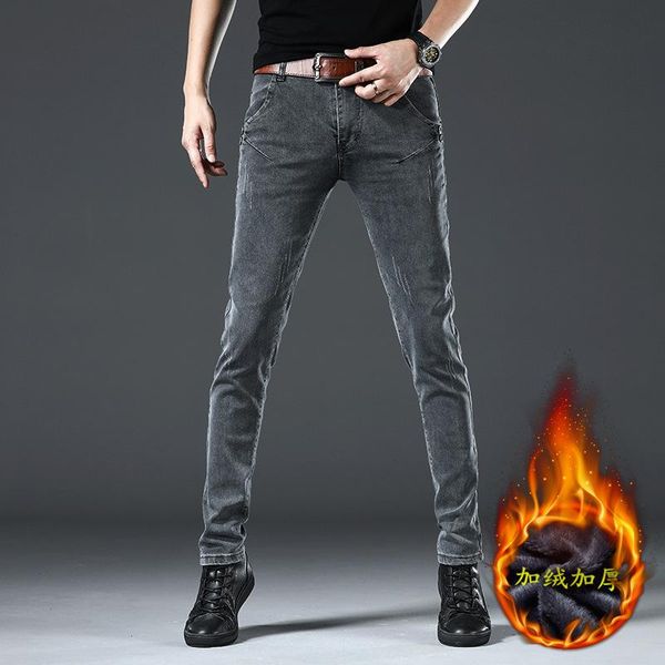 

2020 new winter jeans men's plus velvet thick casual jeans high quality, Blue