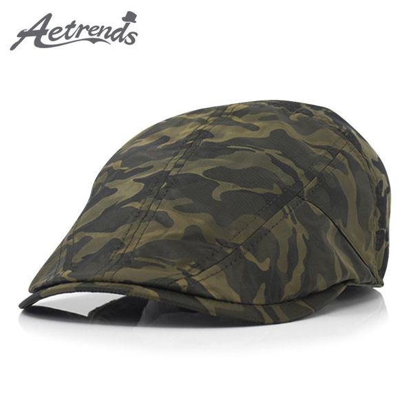 

berets [aetrends] camo ivy cap sboy gatsbay hat men breathable cabbie driving hunting beret outdoor cotton flat caps z-9950, Blue;gray