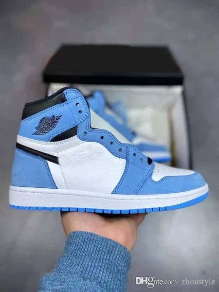 

air authentic 1 high og university blue outdoor shoes white men midnight blue black retro sneakers zapatos sports with original box