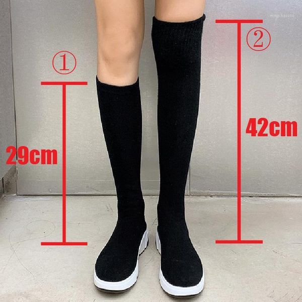 

boots fashion sock over the knee women 2021 fabric mesh winter comfortable overknee black shoes female botas mujer1