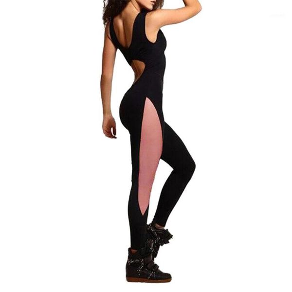 

*fitness sport anzug frauen trainingsanzug yoga set backless gym set sportbekleidung leggings dicht jumpsuits workout kleid1, White;red