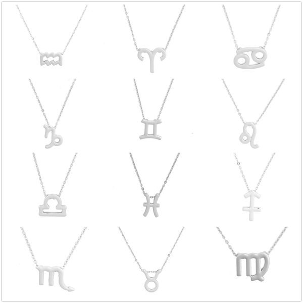 

twelve constellations silver zodiac pendant necklace alloy plated chain jewelry lovely gift decor ing