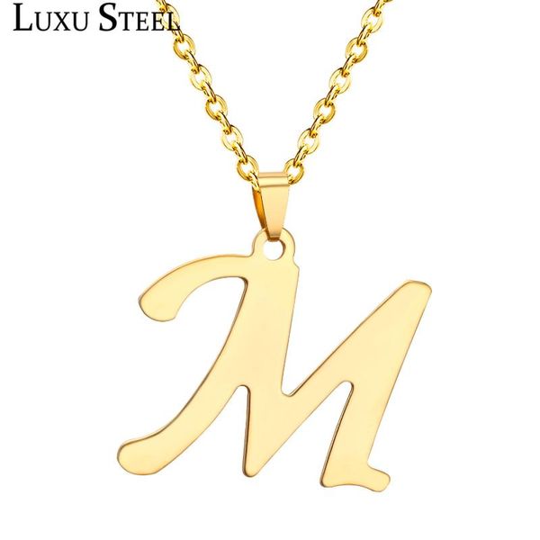 

luxusteel trendy necklace for women with m shaped pendant 18k gold plated letter necklace in wholesale jewelry, chain, Silver