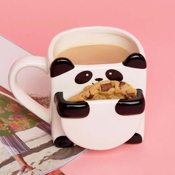 

mugs creative panda biscuit ceramic cup multifunctional milk children's breakfast office cartoon red coffee