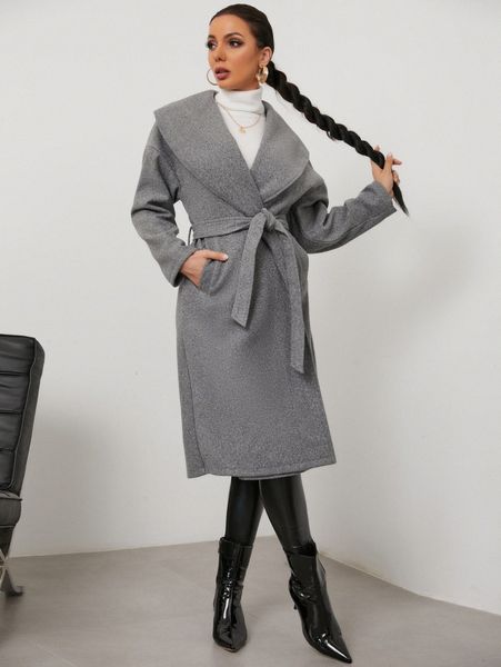 

drop shoulder pocket belted overcoat a6xi#, Black