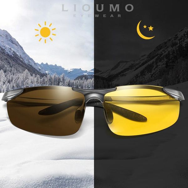 

sunglasses lioumo brand day night vision for men polarized sun glasses women pochormic driving uv400 lentes de sol, White;black