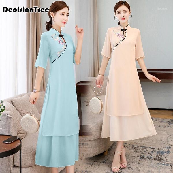 

2020 chinese dress girls chinese style cheongsam dress retro qipao women split vintage outfits cheongsam1, Red