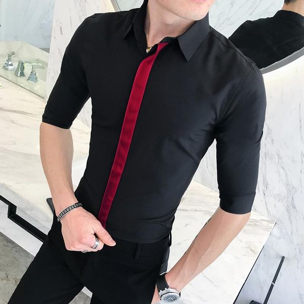 

men's casual shirts gzdeerax solid color mens shorts luxury white black half sleeve dress slim fit party man
