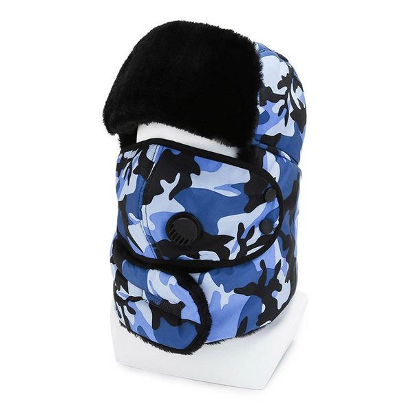 

new winter camouflage hat neckguard cycling thickened warm ski hat windproof cotton, Black