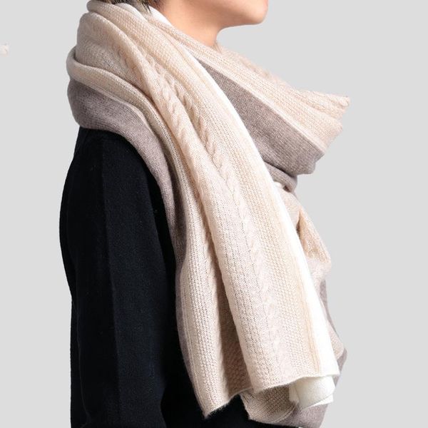 

scarves knitted real 100% cashmere wool scarf women soft warm long wrap shaw luxury winter for blanket foulard femme stole, Blue;gray