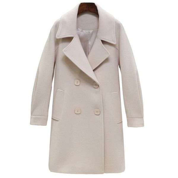 

women's wool & blends 2021 coat fashion woolen slim type female autumn winter overcoat, Black