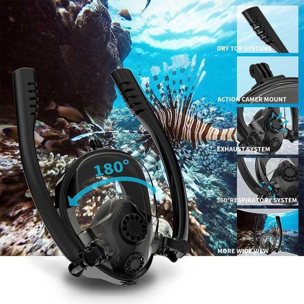

2020 new double pole snorkeling diving mask underwater anti-fog waterproof snorkeling mask swimming diving equipment1